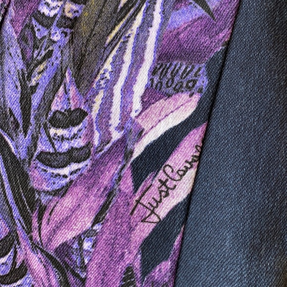 Just Cavalli Feather Print Denim Jacket - Picture 8 of 12